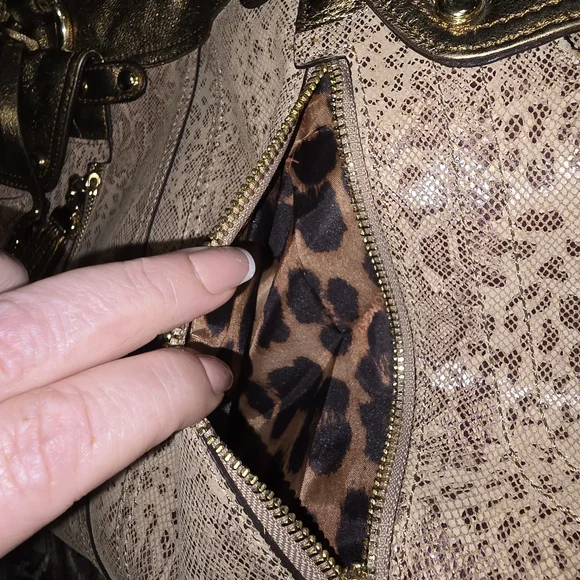 B. Makowsky Gold and Snakeskin Shoulder Bag